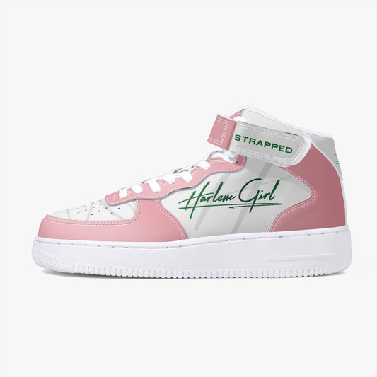 HB Harlem Girl "Strapped" Women's Leather Hi Top Kicks - Pink n Green