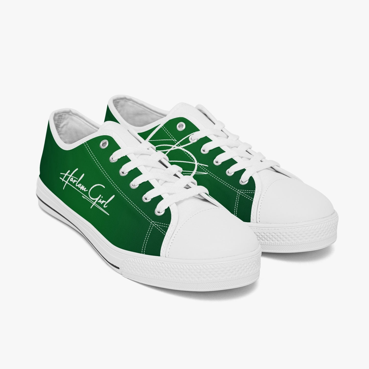 Harlem Girl "Coolee High" Womens Low-Top Canvas Sneaks - Emerald