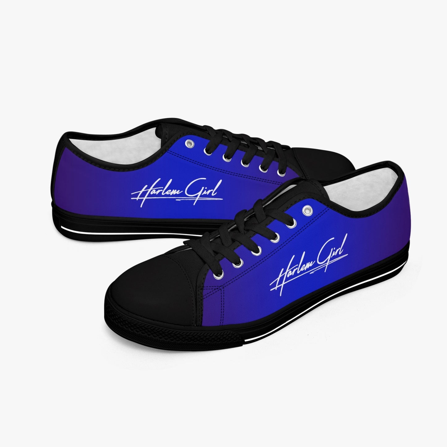 Harlem Girl "Coolee High" Womens Low-Top Canvas Sneaks - Sapphire