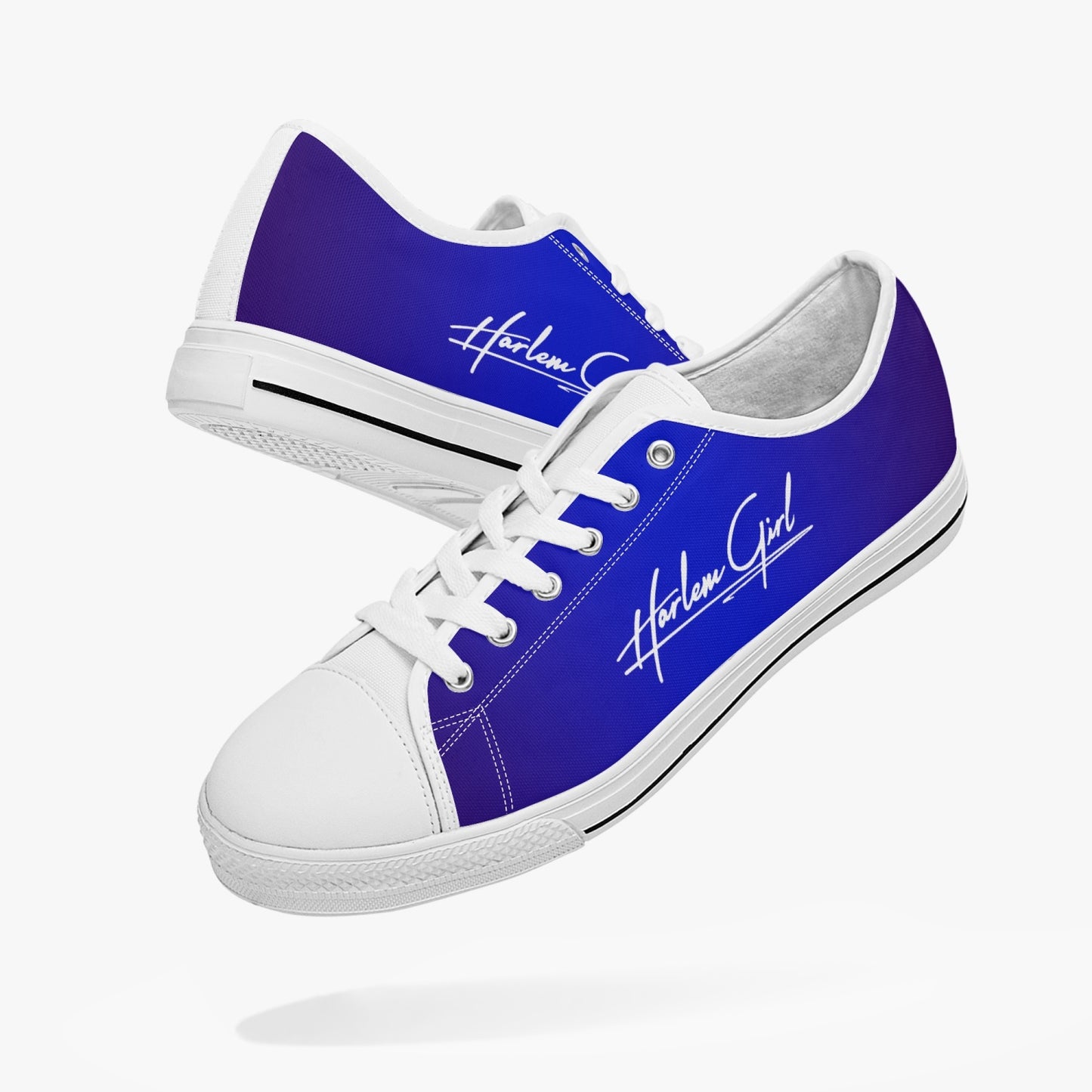 Harlem Girl "Coolee High" Womens Low-Top Canvas Sneaks - Sapphire