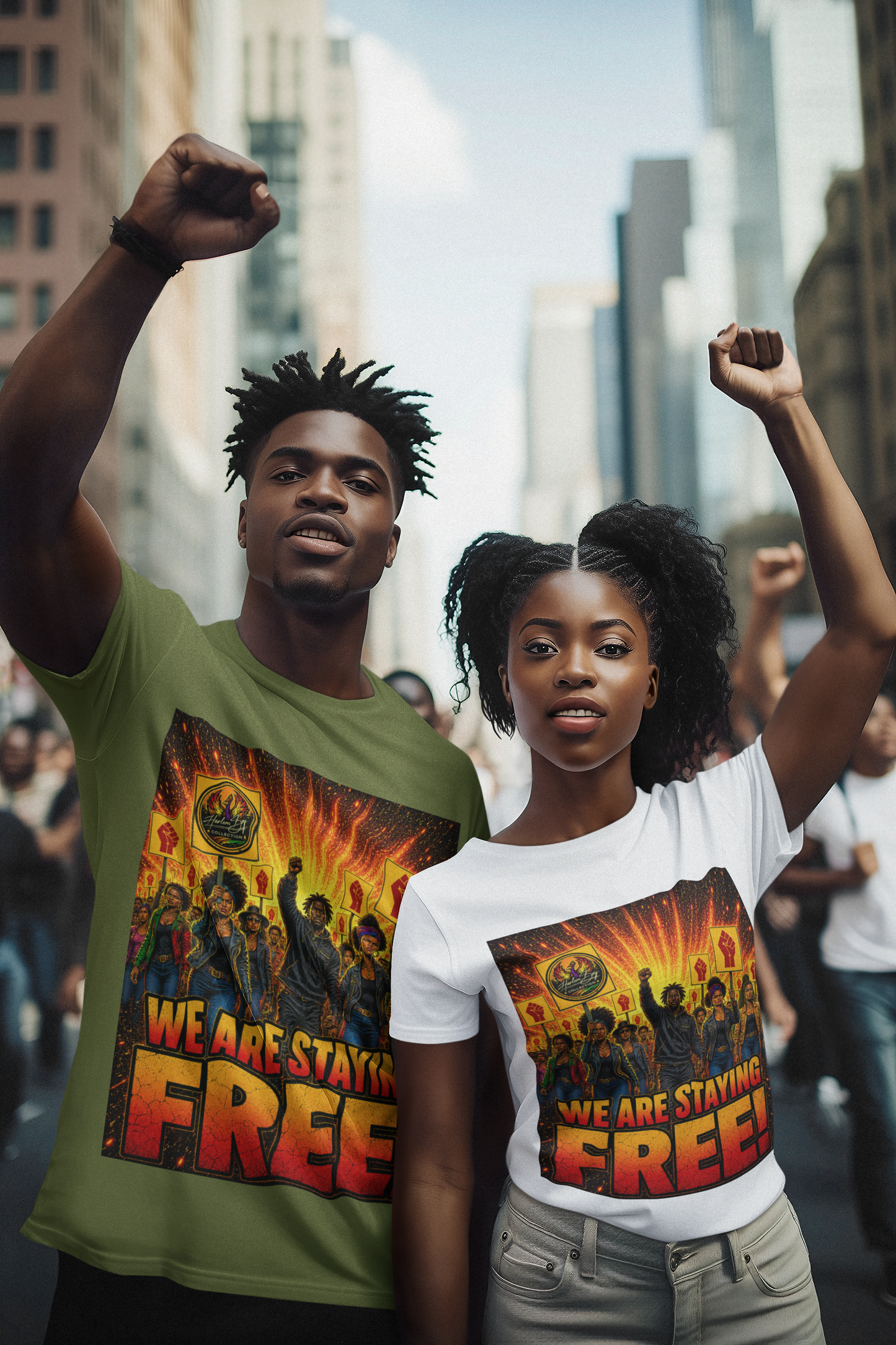 Harlem Boy Collection - WE ARE STAYING FREE! REGULAR FIT TEE - Unisex heavyweight t-shirt