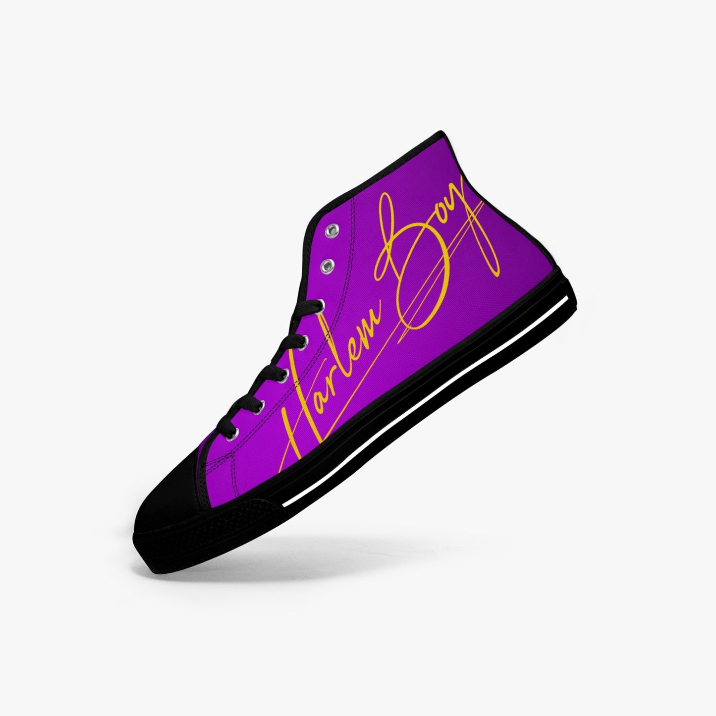 HB Harlem Boy "Lenox Ave" Classic High Top - Purple and Gold - Men (Black or White Soles)