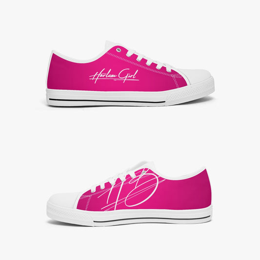 Harlem Girl "Coolee High" Womens Low-Top Canvas Sneaks - Fuchsia