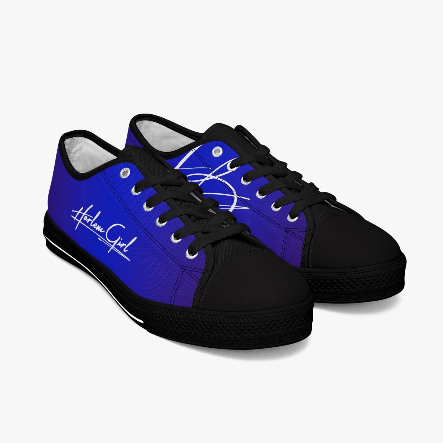 Harlem Girl "Coolee High" Womens Low-Top Canvas Sneaks - Sapphire