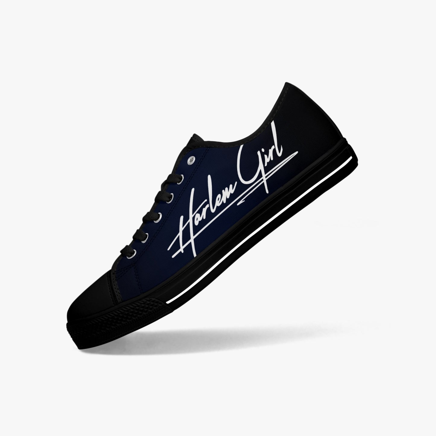 HB Harlem Girl "Lenox Ave" Classic Low Tops - BluBlac Onyx- Women (Black or White Sole)
