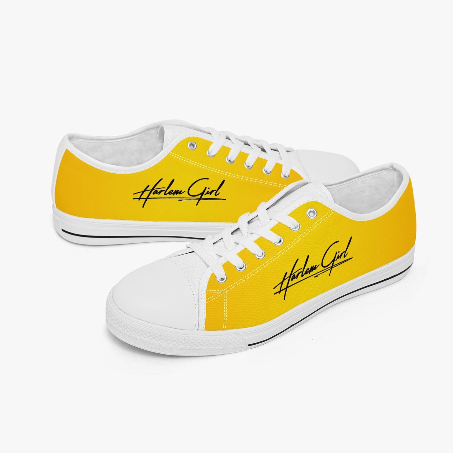 Harlem Girl "Coolee High" Womens Low-Top Canvas Sneaks - Gold