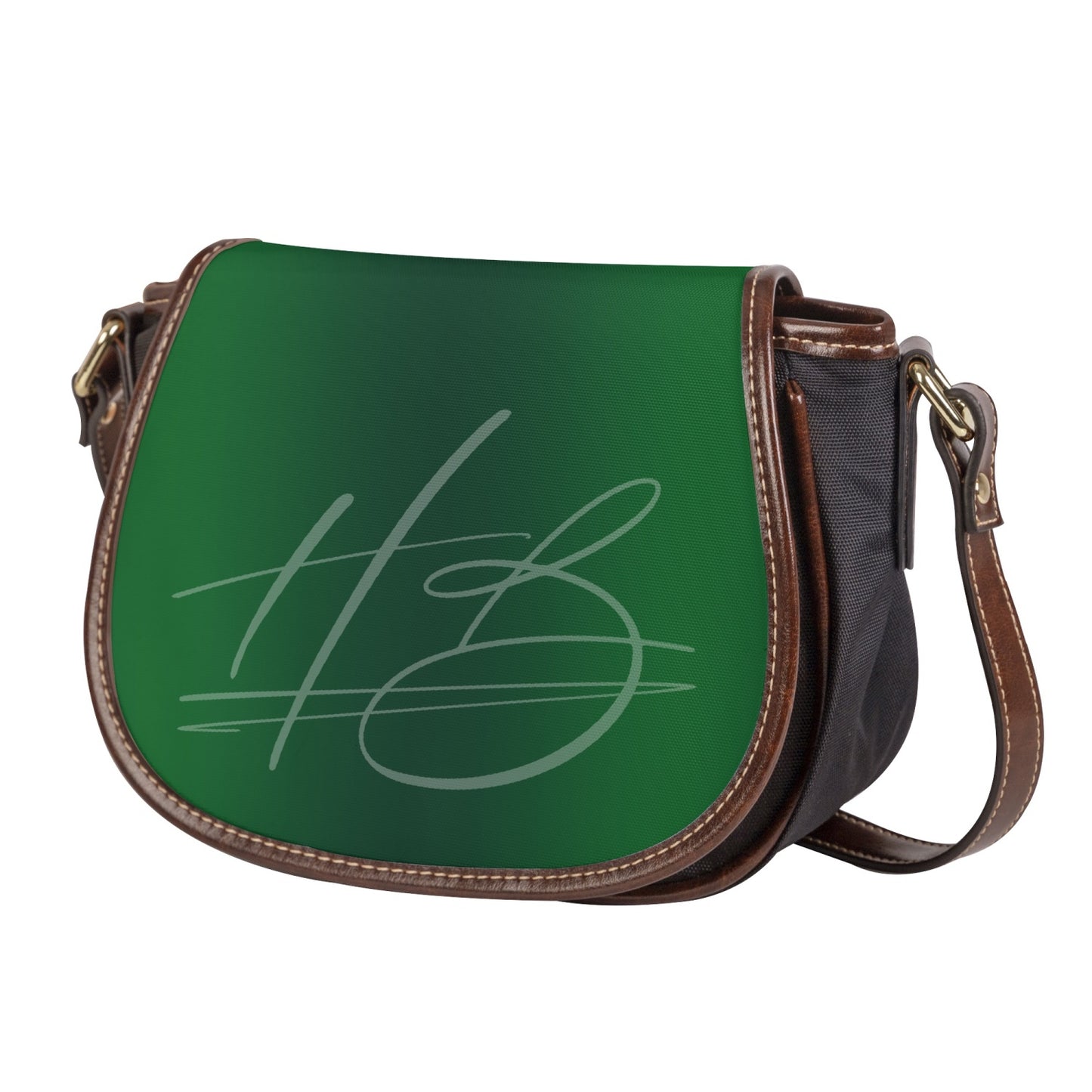 Harlem Boy Collection Vegan Leather Flap Saddle Bag - Emerald