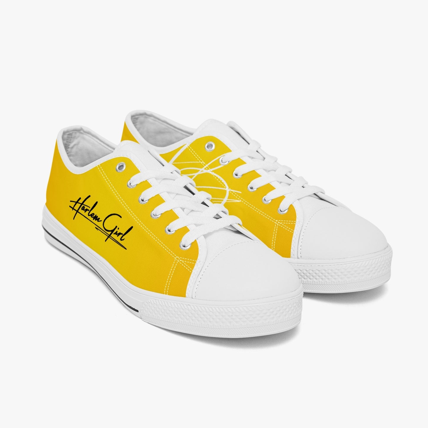 Harlem Girl "Coolee High" Womens Low-Top Canvas Sneaks - Gold