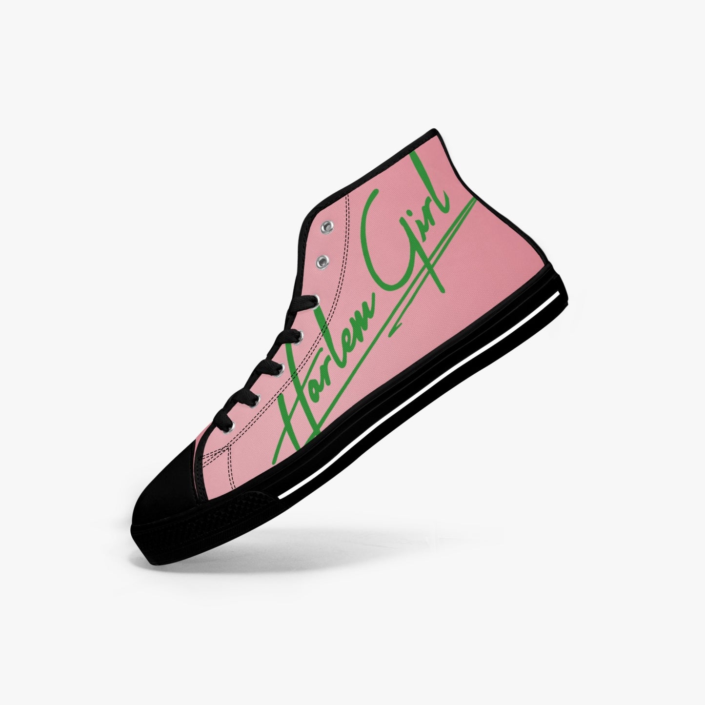 HB Harlem Girl "Lenox Ave" Classic High Top - Pink n Green - Women (Black or White Soles)