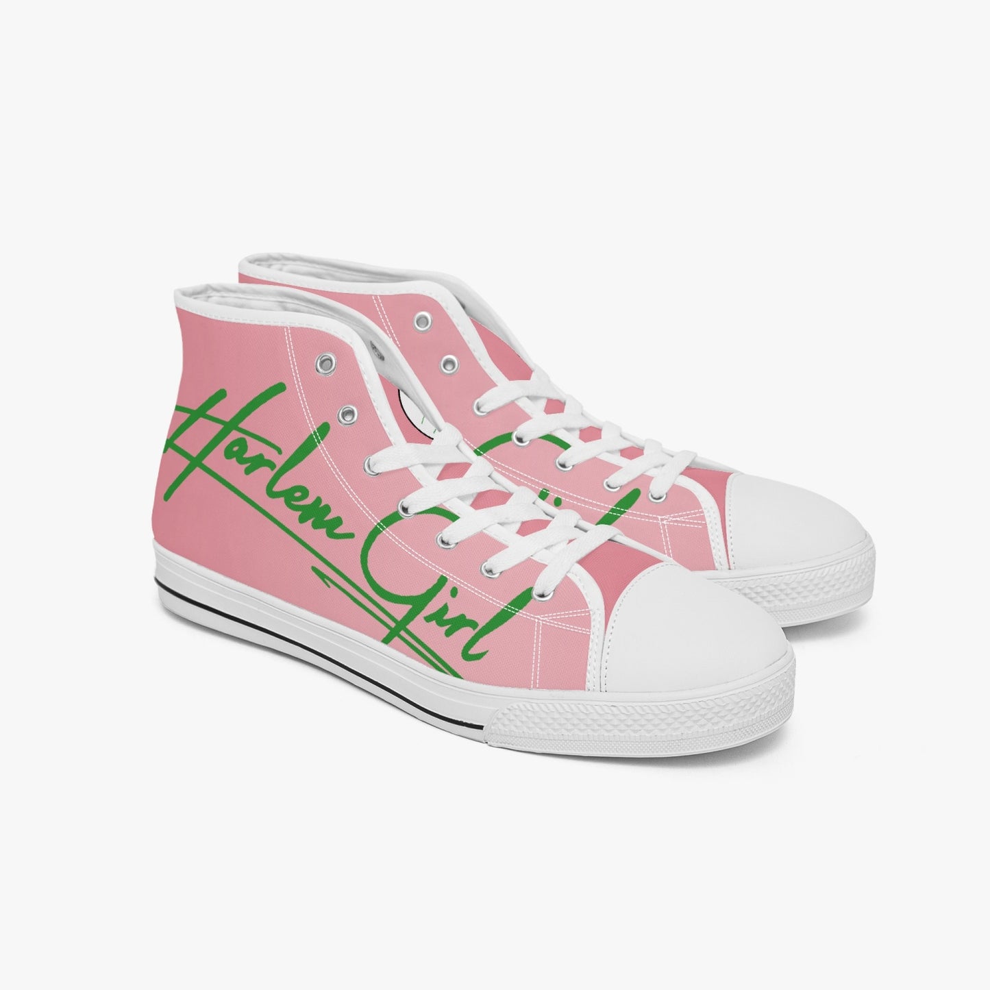 HB Harlem Girl "Lenox Ave" Classic High Top - Pink n Green - Women (Black or White Soles)